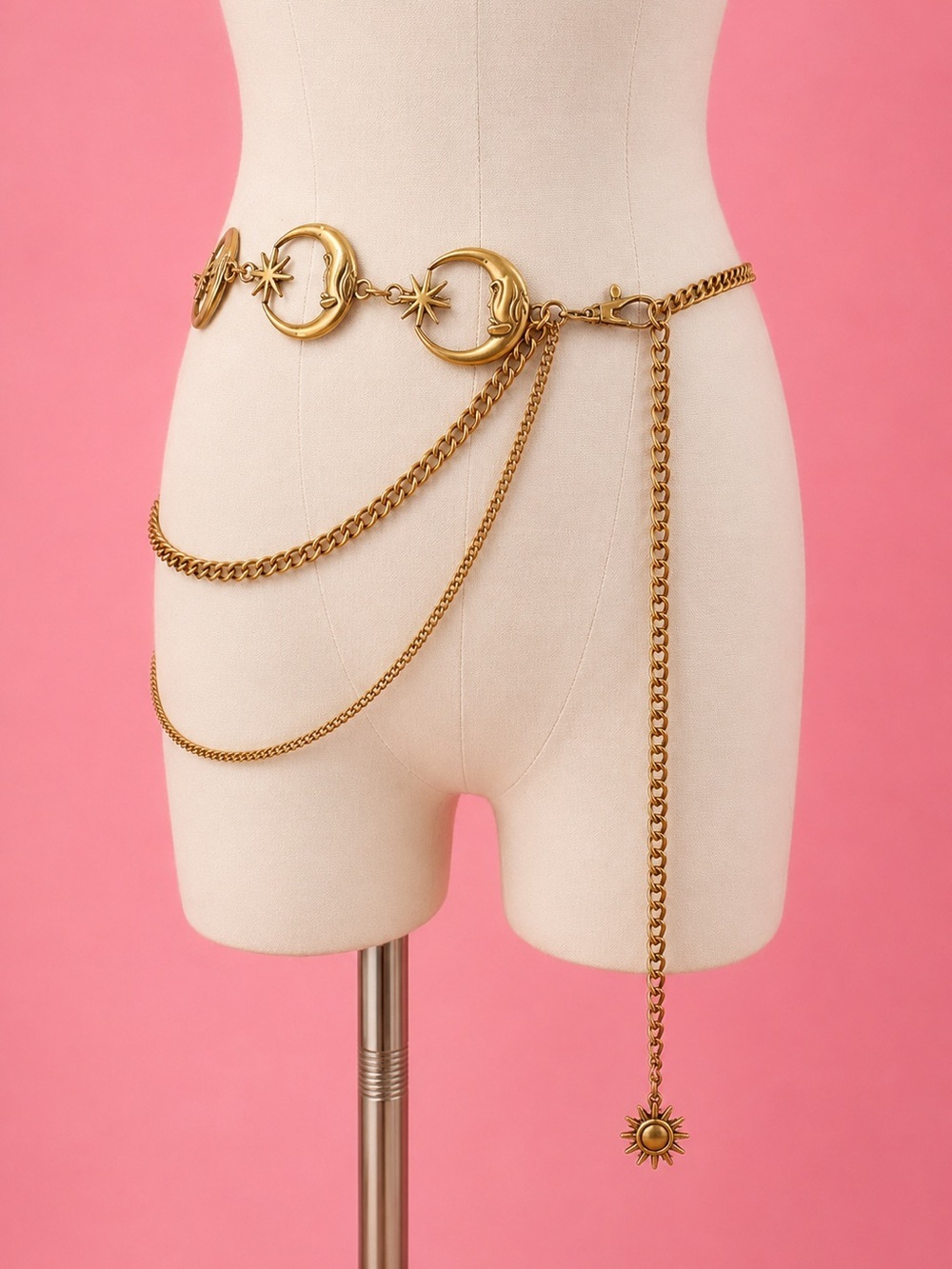 Celestial Moon Gold Chain Waist Belt